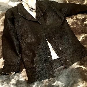 Vintage PELLE CUIR Genuine Leather Button Down Jacket with Thermal Lining SM